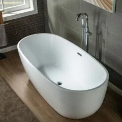 WOODBRIDGE F0002CHVT Fusion Single Handle Floor Mount Freestanding Tub Filler Faucet With Telephone Hand Shower In Polished Chrome Finish. -Woodbridgebath Shop 5fab47c1850bc thumb 600x600