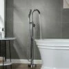 WOODBRIDGE F0002CHSQ Fusion Single Handle Floor Mount Freestanding Tub Filler Faucet With Square Shape Comfort Grip Hand Shower In Polished Chrome Finish. -Woodbridgebath Shop 5fab4ad09167d thumb 600x600