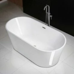 WOODBRIDGE 67" Acrylic Freestanding Bathtub Contemporary Soaking Tub With Chrome Overflow And Drain,White Tub,B0013-C-Drain&O -Woodbridgebath Shop 5fad0b3c1afaf thumb 600x600
