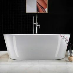 WOODBRIDGE 67" Acrylic Freestanding Bathtub Contemporary Soaking Tub With Chrome Overflow And Drain,White Tub,B0013-C-Drain&O -Woodbridgebath Shop 5fad0b3cae4bb thumb 600x600