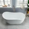 WOODBRIDGE 59" Acrylic Freestanding Bathtub Contemporary Soaking Tub With Brushed Nickel Overflow And Drain BTA1530, White -Woodbridgebath Shop 5fb38d13e8916 thumb 600x600