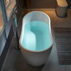 WOODBRIDGE 59" Acrylic Freestanding Bathtub Contemporary Soaking Tub With Brushed Nickel Overflow And Drain BTA1530, White -Woodbridgebath Shop 5fb38d156a22a thumb 600x600