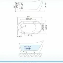 WOODBRIDGE 59" Acrylic Freestanding Bathtub Contemporary Soaking Tub With Brushed Nickel Overflow And Drain BTA1530, White -Woodbridgebath Shop 5fb38d159f5e1 thumb 600x600