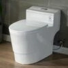 WOODBRIDGE T-0018/B-0735 Dual Flush Elongated One Piece Soft Closing Seat, Comfort Height, White T-0018/B0735, Modern Toilet -Woodbridgebath Shop 5fc06d5c8b490 thumb 600x600