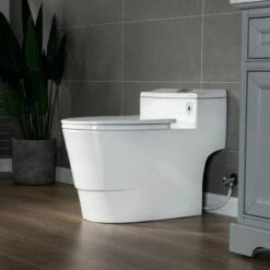 WOODBRIDGE T-0018/B-0735 Dual Flush Elongated One Piece Soft Closing Seat, Comfort Height, White T-0018/B0735, Modern Toilet -Woodbridgebath Shop 5fc06d5def998 thumb 600x600
