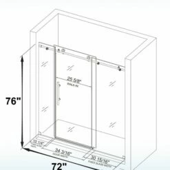 WOODBRIDGE Frameless Shower Doors 68-72" Width X 76"Height With 3/8"(10mm) Clear Tempered Glass In Brushed Nickel Finish -Woodbridgebath Shop 5fc5a688321f6 thumb 600x600
