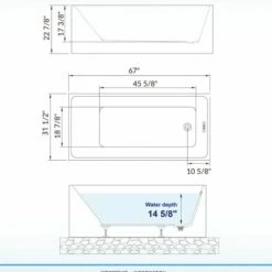 WOODBRIDGE 67" Acrylic Freestanding Bathtub Contemporary Soaking Tub With Brushed Nickel Overflow And Drain,White Tub,B-0086-B/N-Drain&O -Woodbridgebath Shop 60370f84d531f thumb 600x600