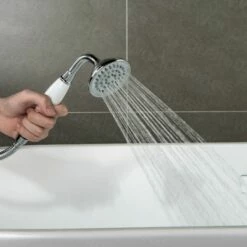 WOODBRIDGE F0024CHVT Fusion Single Handle Floor Mount Freestanding Tub Filler Faucet With Telephone Hand Shower In Polished Chrome Finish. -Woodbridgebath Shop 6047355d59643 thumb 600x600