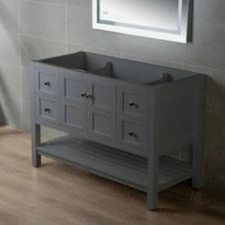 Sydney 48" Inch Solid Wood Bathroom Vanity Base Only | 2 Soft Closing Doors And 4 Full Extension Solid Wood Dovetail Drawers | Grey Vanity Color | -Woodbridgebath Shop 60545aec961ba thumb 600x600