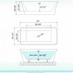 WOODBRIDGE 59" Acrylic Freestanding Bathtub Contemporary Soaking Tub With Brushed Nickel Overflow And Drain,White Tub,B-1509-B/N-Drain&O -Woodbridgebath Shop 606d247f3ffed thumb 600x600