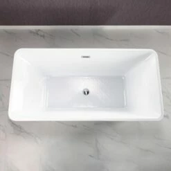 WOODBRIDGE 59" Acrylic Freestanding Bathtub Contemporary Soaking Tub With Brushed Nickel Overflow And Drain,White Tub,B-1509-B/N-Drain&O -Woodbridgebath Shop 606d247f4ee02 thumb 600x600