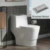 WOODBRIDGEE One Piece Toilet With Soft Closing Seat, Chair Height, 1.28 GPF Dual, Water Sensed, 1000 Gram MaP Flushing Score Toilet With Brushed Nickel Button T0001-BN, White -Woodbridgebath Shop 607e9b18d6e03 thumb 600x600