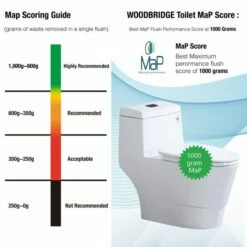 WOODBRIDGEE One Piece Toilet With Soft Closing Seat, Chair Height, 1.28 GPF Dual, Water Sensed, 1000 Gram MaP Flushing Score Toilet With Oil Rubbed Bronze Button T0001-ORB, White -Woodbridgebath Shop 6080f292c4e12 thumb 600x600