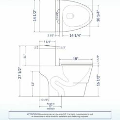 WOODBRIDGEE One Piece Toilet With Soft Closing Seat, Chair Height, 1.28 GPF Dual, Water Sensed, 1000 Gram MaP Flushing Score Toilet With Oil Rubbed Bronze Button T0001-ORB, White -Woodbridgebath Shop 6080f292eeadd thumb 600x600