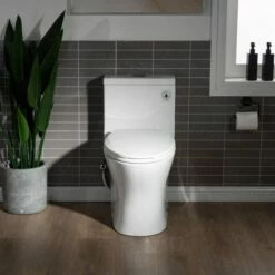 WOODBRIDGE Modern One Piece Dual Flush 1.28 GP Toilet,with Soft Closing Seat, V Button B0750-B/N, White -Woodbridgebath Shop 6081408860daa thumb 600x600