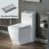 WOODBRIDGE Modern Square Design One Piece Dual Flush 1.28 GP Toilet,Chair Height With Soft Closing Seat, Brushed Nickel Button B0920-B/N, White -Woodbridgebath Shop 608230617e11a thumb 600x600