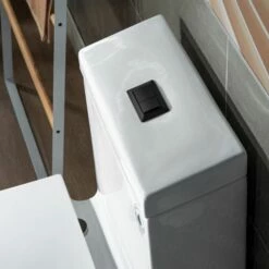 WOODBRIDGE Modern Square Design One Piece Dual Flush 1.28 GP Toilet,Chair Height With Soft Closing Seat, Oil Rubbed Bronze Button B0920-ORB, White -Woodbridgebath Shop 60823457b28b4 thumb 600x600