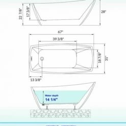 WOODBRIDGE 67" Acrylic Freestanding Bathtub Contemporary Soaking Tub With Brushed Nickel Overflow And Drain,White Tub,B-1608-B/N-Drain&O -Woodbridgebath Shop 608bbcaa112cc thumb 600x600
