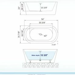 WOODBRIDGE BTA0088 56" Acrylic Freestanding Bathtub Contemporary Soaking Tub With Brushed Nickel Overflow And Drain -Woodbridgebath Shop 609a478b615a2 thumb 600x600