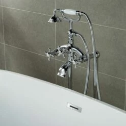 WOODBRIDGE F0017CH Freestanding Clawfoot Tub Filler Faucet With Hand Shower And Hose In Chrome -Woodbridgebath Shop 60a3882cbffb5 thumb 600x600