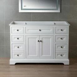 WOODBRIDGE London 48" X 21" Solid Wood Vanities In Grey With Carrara White Marble Top And Rectangle Undermount Vitreous China Sink In White, WOODBRIDGE-4821R-WH