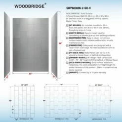 Best Seller WOODBRIDGE Solid Surface 3-Panel Shower Wall Kit, 36-in L X 60-in W X 96-in H, Stacked Block In A Staggered Vertical Pattern. Matte Grey Finish -Woodbridgebath Shop 60adfa05e151d thumb 600x600