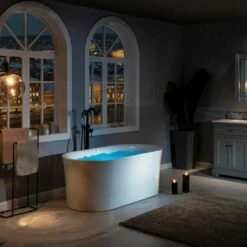 WOODBRIDGE 59" Contemporary Freestanding Acrylic Air Bubble Soaking Bathtub With Chrome Overflow And Drain B0102-C -Woodbridgebath Shop 60b7218734df5 thumb 600x600