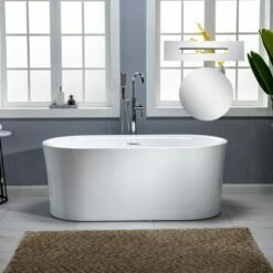 WOODBRIDGE 59" Contemporary Freestanding Acrylic Air Bubble Soaking Bathtub With Chrome Overflow And Drain B0102-C
