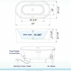 WOODBRIDGE 59" Contemporary Freestanding Acrylic Air Bubble Soaking Bathtub With Chrome Overflow And Drain B0102-C -Woodbridgebath Shop 60b7218e9205c thumb 600x600
