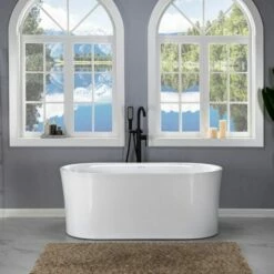 WOODBRIDGE 59" Contemporary Freestanding Acrylic Air Bubble Soaking Bathtub With Chrome Overflow And Drain B0102-C -Woodbridgebath Shop 60b721916831c thumb 600x600