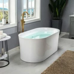 WOODBRIDGE 59" Contemporary Freestanding Acrylic Air Bubble Soaking Bathtub With Chrome Overflow And Drain B0102-C -Woodbridgebath Shop 60b72193a1f74 thumb 600x600