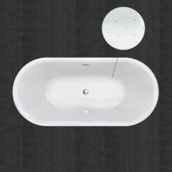 WOODBRIDGE 59" Contemporary Freestanding Acrylic Air Bubble Soaking Bathtub With Chrome Overflow And Drain B0102-C -Woodbridgebath Shop 60b72195af5a1 thumb 600x600