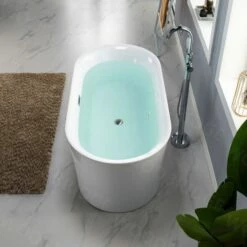 WOODBRIDGE 59" Contemporary Freestanding Acrylic Air Bubble Soaking Bathtub With Chrome Overflow And Drain B0102-C -Woodbridgebath Shop 60b7219806eb9 thumb 600x600
