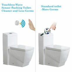 WOODBRIDGE B-0920-A Modern One-Piece Elongated Square Toilet With Solf Closed Seat And Hand Free Touchless Sensor Flush Kit, White -Woodbridgebath Shop 60b9bffce6ee8 thumb 600x600