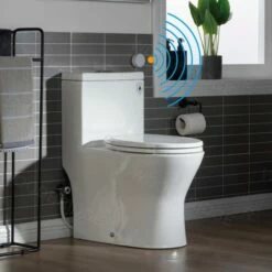 WOODBRIDGE B-0500-A Modern One-Piece Elongated Toilet With Solf Closed Seat And Hand Free Touchless Sensor Flush Kit, White