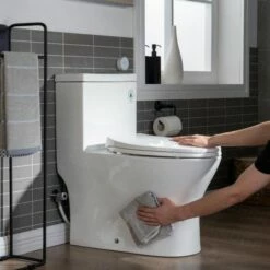 WOODBRIDGE B-0750-A Modern One-Piece Elongated Toilet With Solf Closed Seat And Hand Free Touchless Sensor Flush Kit, White -Woodbridgebath Shop 60b9c10ee534d thumb 600x600