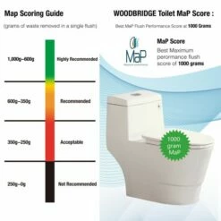WOODBRIDGEE One Piece Toilet With Soft Closing Seat, Chair Height, 1.28 GPF Dual, Water Sensed, 1000 Gram MaP Flushing Score Toilet, B0942, Biscuit -Woodbridgebath Shop 60c0135c6d196 thumb 600x600