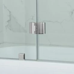 WOODBRIDGE MTDB4958-B, Frameless Hinged Bathtub Shower, 5/16" Tempered Panel, 48-3/8" W X 58" H Tub Glass Door In Brushed Nickel Finish, Include Support Bar -Woodbridgebath Shop 60c84b102427a thumb 600x600