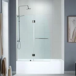 WOODBRIDGE MTDB4958-B, Frameless Hinged Bathtub Shower, 5/16" Tempered Panel, 48-3/8" W X 58" H Tub Glass Door In Brushed Nickel Finish, Include Support Bar -Woodbridgebath Shop 60c84b1624bce thumb 600x600