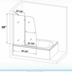 WOODBRIDGE MTDB4958-B, Frameless Hinged Bathtub Shower, 5/16" Tempered Panel, 48-3/8" W X 58" H Tub Glass Door In Brushed Nickel Finish, Include Support Bar -Woodbridgebath Shop 60c84b165a600 thumb 600x600