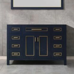 WOODBRIDGE Milan 48"x21"x33" Solid Wood Bath Vanities Cabinet Only Without Top, Navy Blue, Milan 4821-NB -Woodbridgebath Shop 60d2a66e61f84 thumb 600x600