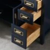 WOODBRIDGE Milan 49” Floor Mounted Single Basin Vanity Set With Solid Wood Cabinet In Navy Blue And Engineered Stone Composite Vanity Top In Carrara White With Pre-installed Undermount Rectangle Bathroom Sink And Pre-Drilled 3-Hole For 8-inch Widespread