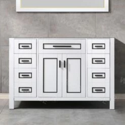 WOODBRIDGE Milan 48"x21"x33" Solid Wood Bath Vanities Cabinet Only Without Top, White, Milan 4821-WH -Woodbridgebath Shop 60d2f92a177c4 thumb 600x600