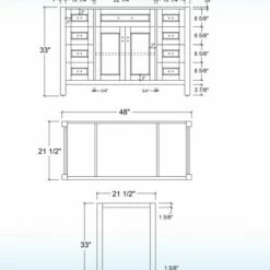 WOODBRIDGE Milan 48"x21"x33" Solid Wood Bath Vanities Cabinet Only Without Top, White, Milan 4821-WH -Woodbridgebath Shop 60d2f93055f72 thumb 600x600 2