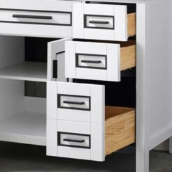 WOODBRIDGE Milan 49” Floor Mounted Single Basin Vanity Set With Solid Wood Cabinet In White, And Carrara White Marble Vanity Top With Pre-installed Undermount Rectangle Bathroom Sink In White, Pre-Drilled 3-Hole For 8-inch Widespread Faucet