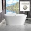 WOODBRIDGE 54" Acrylic Freestanding Bathtub Contemporary Soaking Tub With Brushed Nickel Overflow And Drain,White Tub,B1702-B/N-Drain&O -Woodbridgebath Shop 60d592eddb81a thumb 600x600