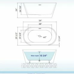 WOODBRIDGE 54" Acrylic Freestanding Bathtub Contemporary Soaking Tub With Brushed Nickel Overflow And Drain,White Tub,B1702-B/N-Drain&O -Woodbridgebath Shop 60d592ef5d894 thumb 600x600
