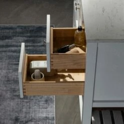 Sydney 60"Bathroom Vanity With Authentic Italian Carrara Marble Top 8" Faucet Holes|Double Rectangle Undermount Sinks|2 Soft Closing Doors And 4 Full Extension Dovetail Drawers | White Vanity Color| -Woodbridgebath Shop 60e2a3152099e thumb 600x600