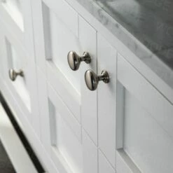 Sydney 60"Bathroom Vanity With Authentic Italian Carrara Marble Top 8" Faucet Holes|Double Rectangle Undermount Sinks|2 Soft Closing Doors And 4 Full Extension Dovetail Drawers | White Vanity Color| -Woodbridgebath Shop 60e2a31ca1a84 thumb 600x600