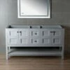 Sydney 60" Inch Solid Wood Bathroom Vanity Base Only | 2 Soft Closing Doors And 4 Full Extension Solid Wood Dovetail Drawers | Grey Vanity Color -Woodbridgebath Shop 60e5476da0dc5 thumb 600x600